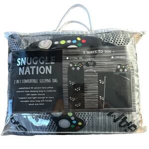 SNUGGLE NATION Kid's 2 IN I CONVERTIBLE SLEEPING BAG w/Plush Eye Mask for Gamers